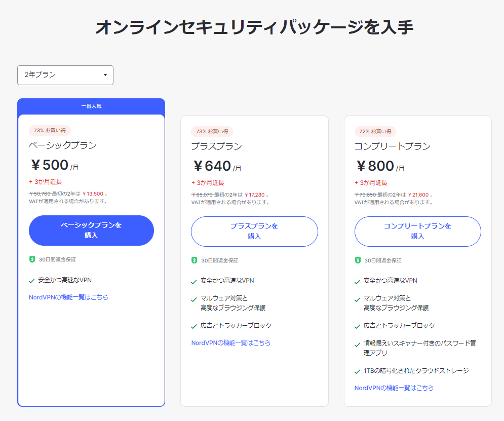 Nord VPN ご利用料金