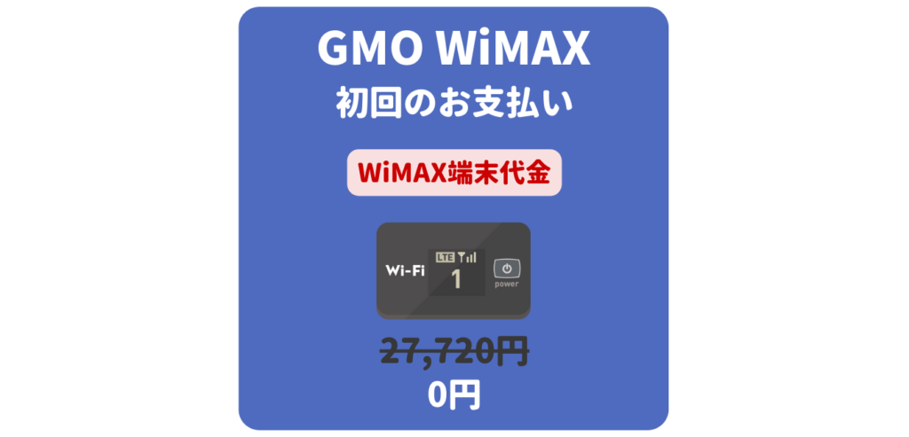 GMOとくとくBB WiMAX 端末代金（初回のお支払い）